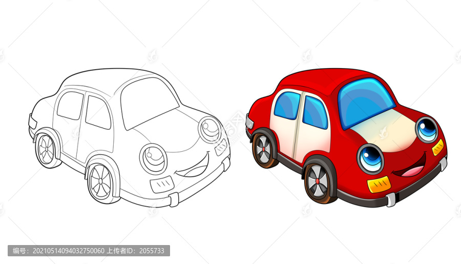 卡通汽車兒童插畫