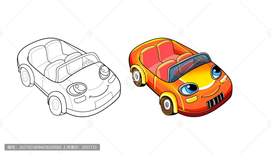 卡通汽車兒童插畫