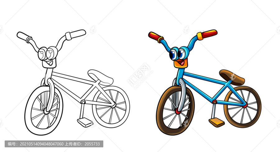 卡通自行車插畫
