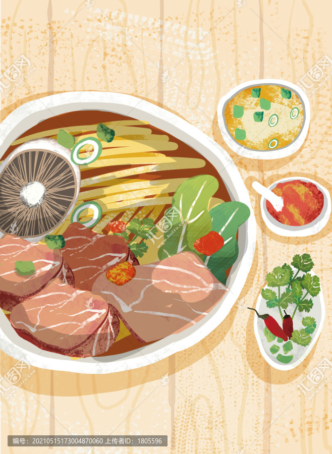 牛肉面插畫手繪