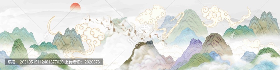 國(guó)潮巨幅水墨山水畫(huà)