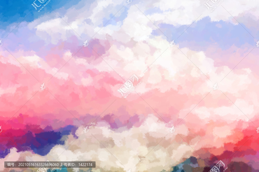 唯美天空云海云彩油畫背景