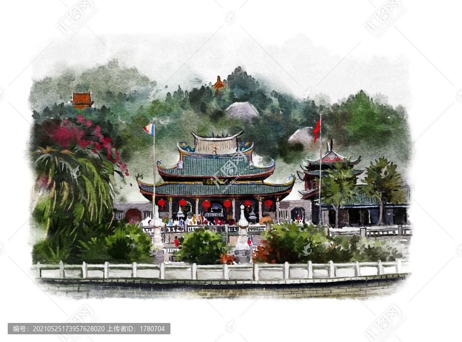 南普陀寺手繪