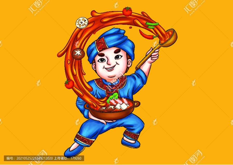 酸湯魚酸湯火鍋傳統(tǒng)少數(shù)民族插畫