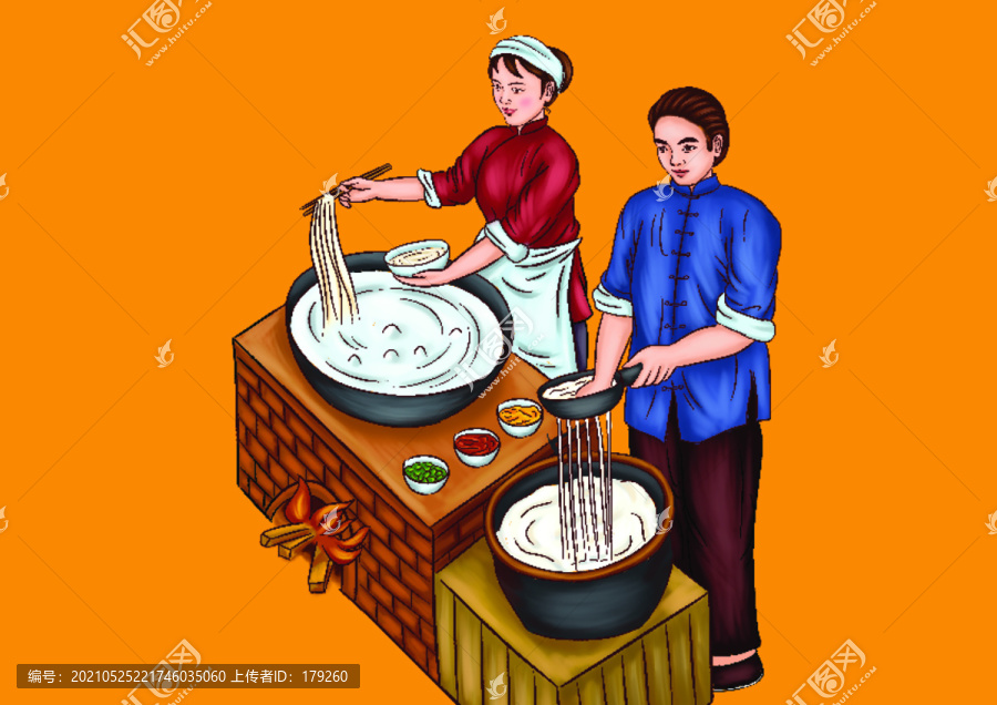傳統(tǒng)工藝手工作坊酸辣粉插畫(huà)