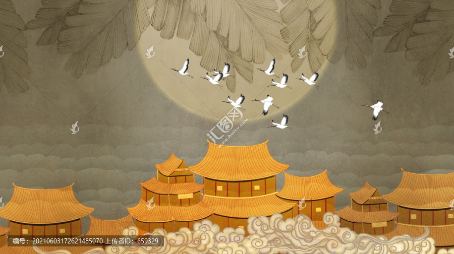 新中式國(guó)潮皇宮壁畫(huà)