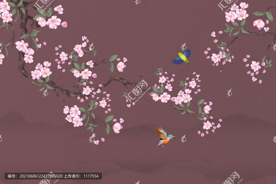 花鳥海棠花