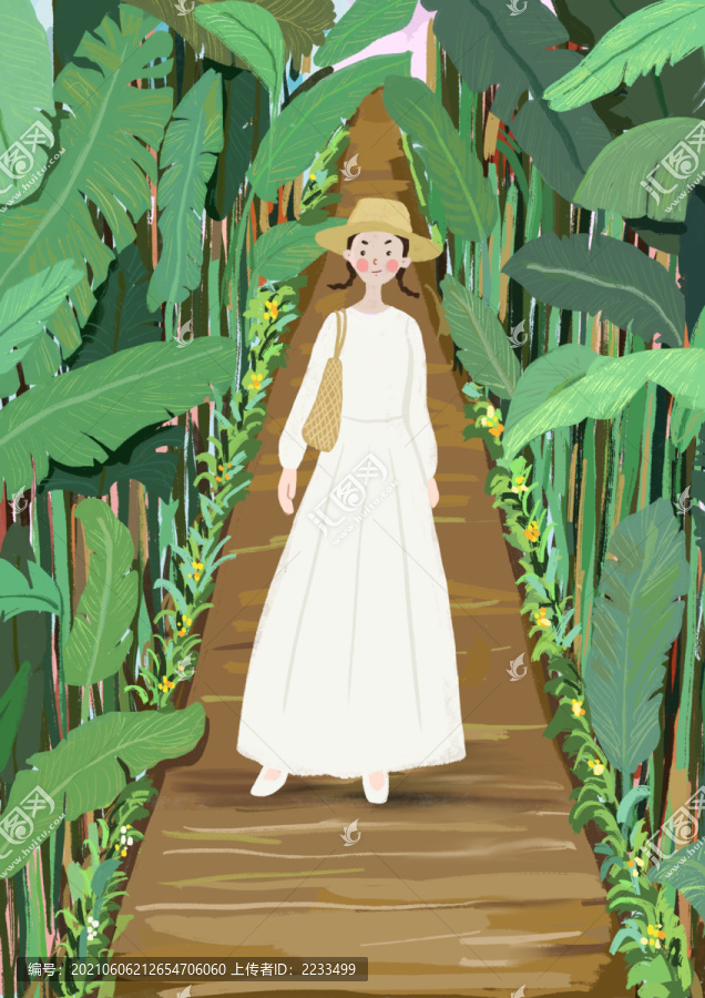 芭蕉樹下的女孩