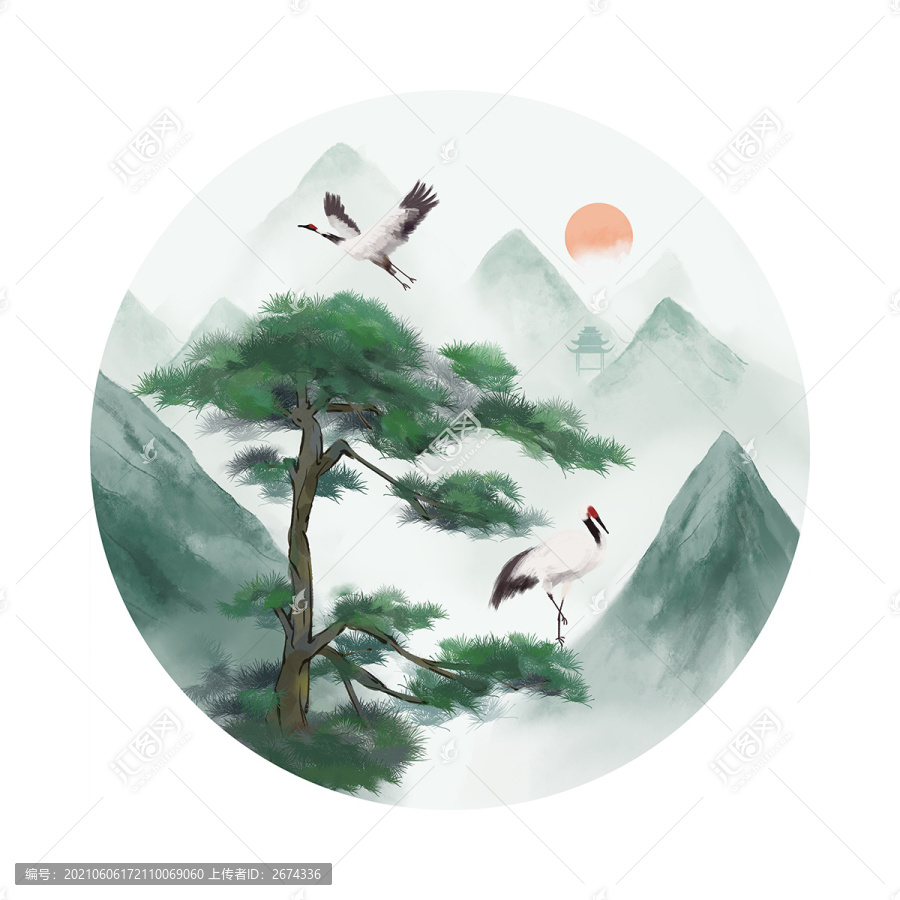 迎客松背景圖裝飾畫(huà)
