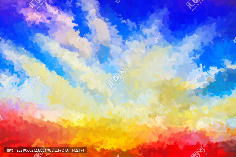 唯美天空云海云彩油畫背景