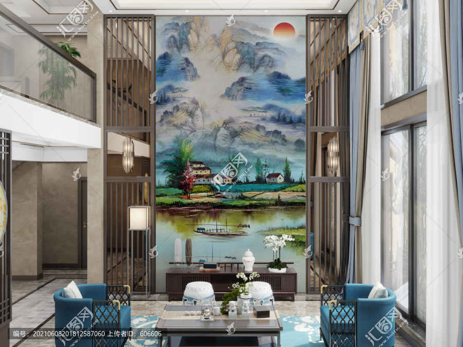 新中山川別墅復(fù)試客廳壁畫(huà)場(chǎng)景