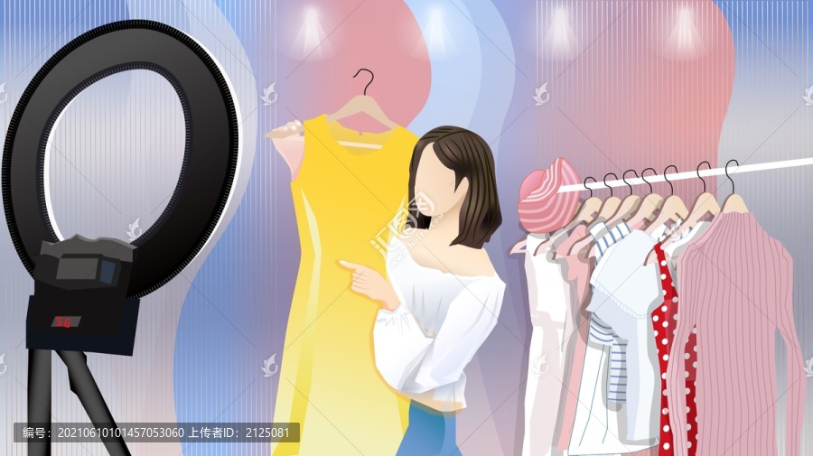 美女主播直播帶貨服裝線上促銷