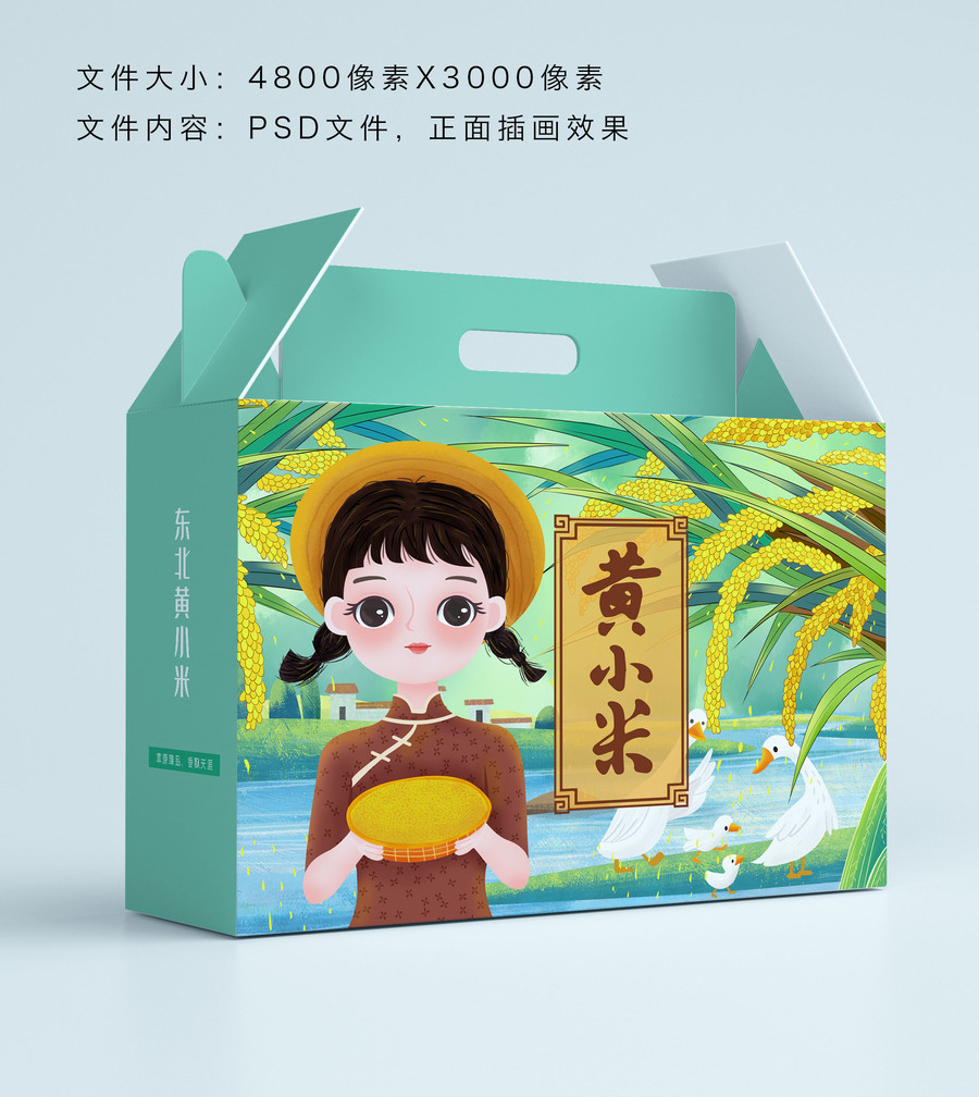 東北黃小米女孩包裝插畫