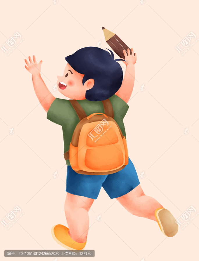 拿筆的小男孩