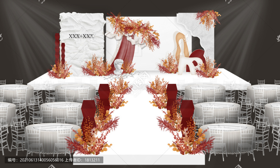 白紅色侘寂風(fēng)婚禮效果圖