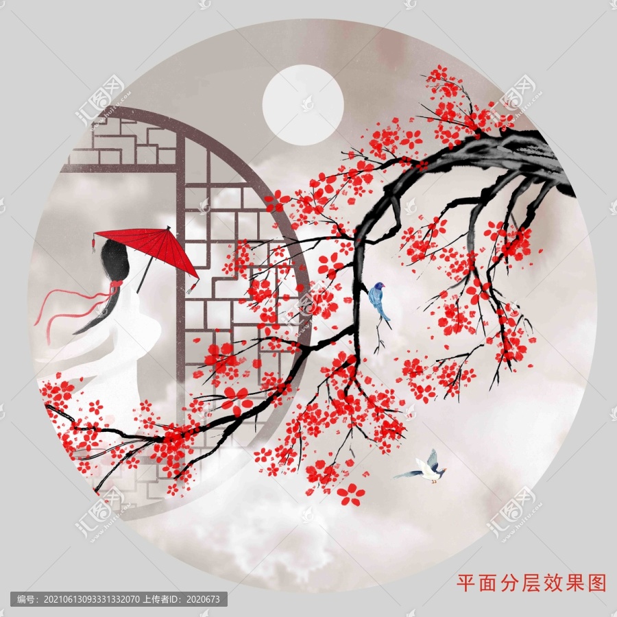 紅葉古風(fēng)花鳥