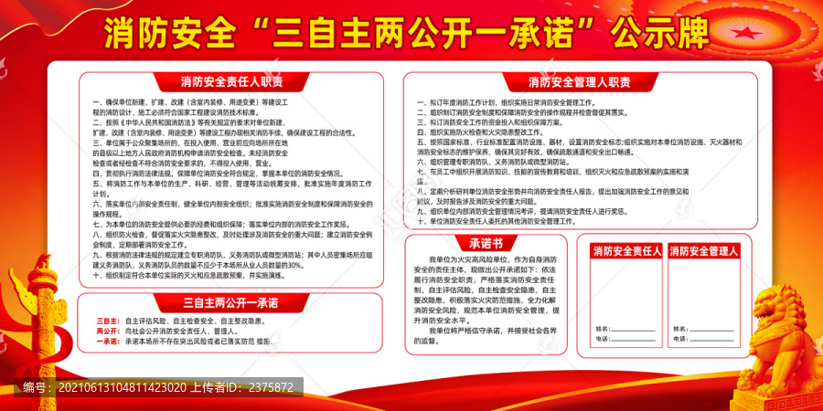 消防安全三自主兩公開公示牌