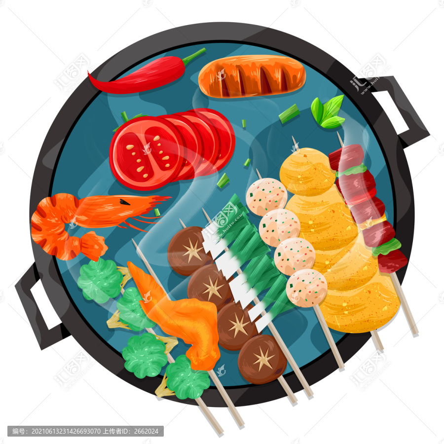 手绘卡通国潮烧烤BBQ插画海报