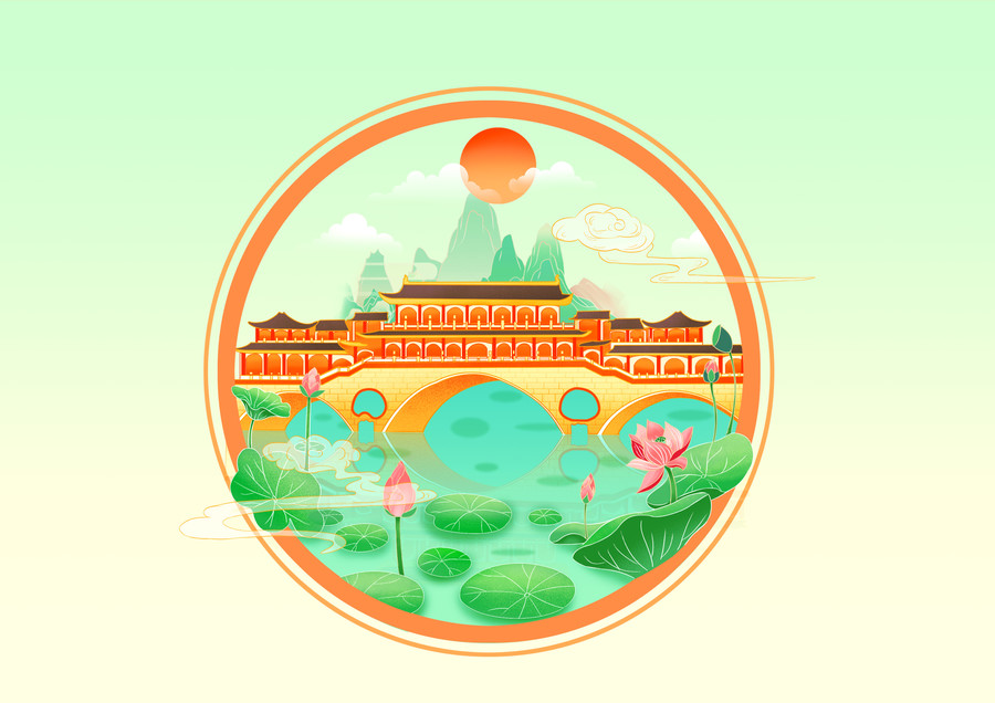 成都安順廊橋插畫