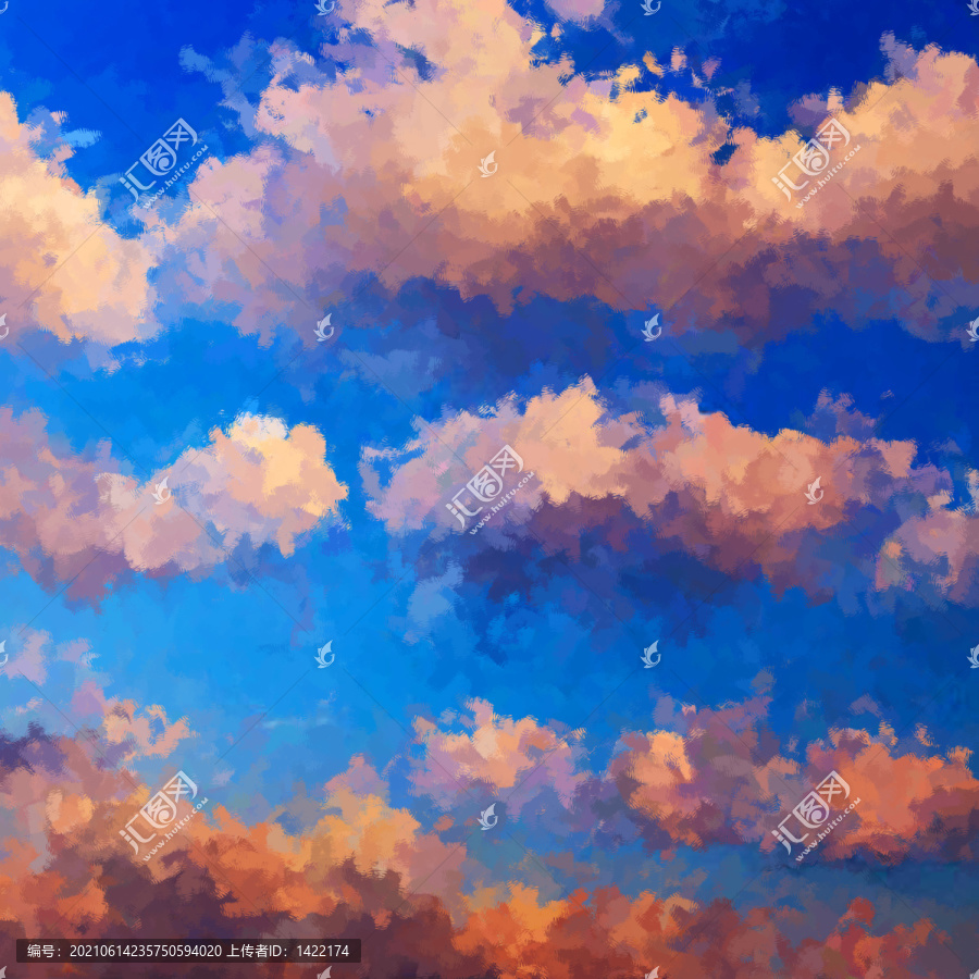 唯美天空云海云彩油畫背景