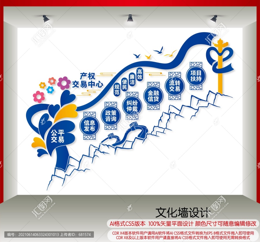 產(chǎn)權交易中心樓梯文化墻