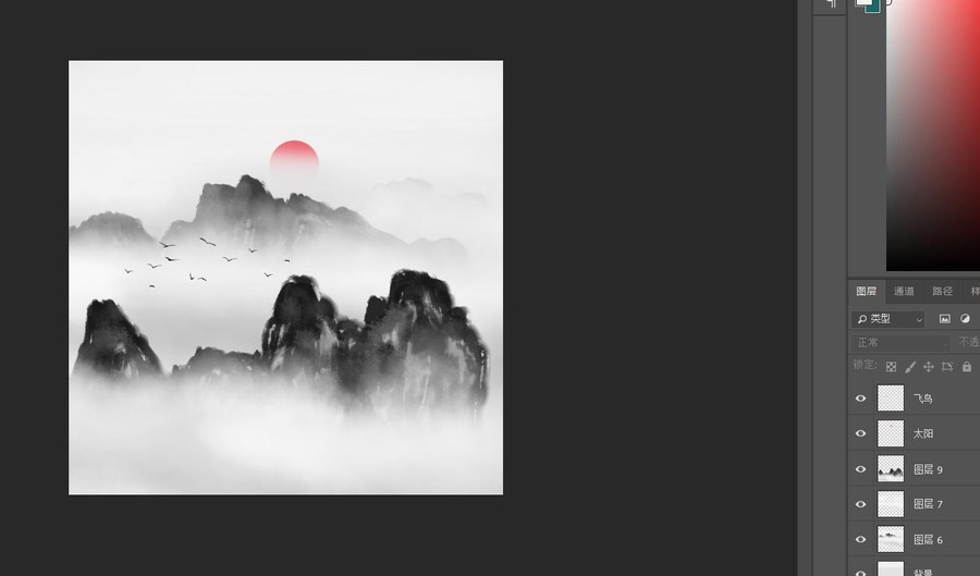 簡(jiǎn)約意境山水裝飾畫