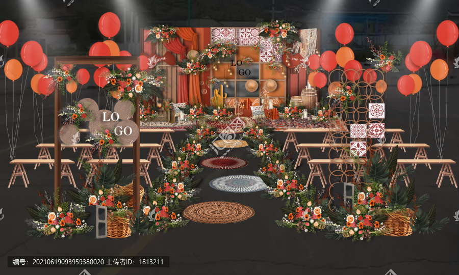 紅橙色戶外婚禮