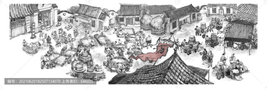 白酒窖釀酒線稿
