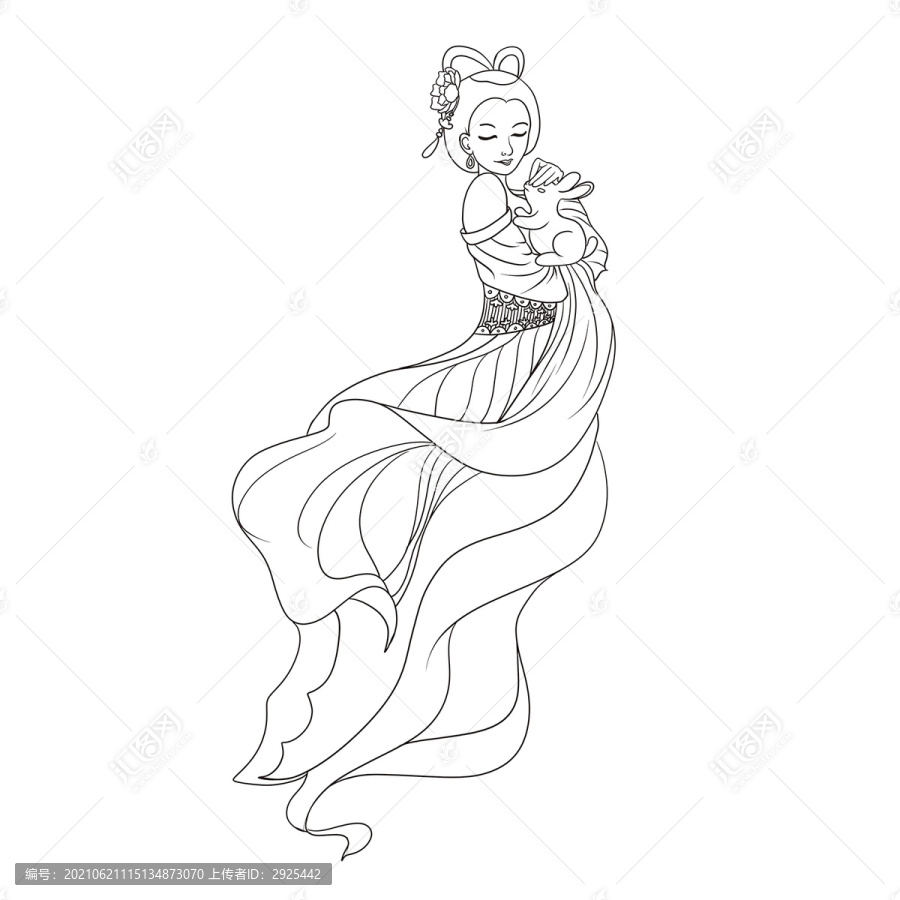 線描嫦娥