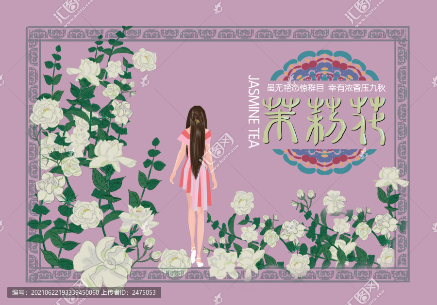 茉莉花茶包裝插畫