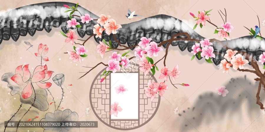 桃花古風花鳥