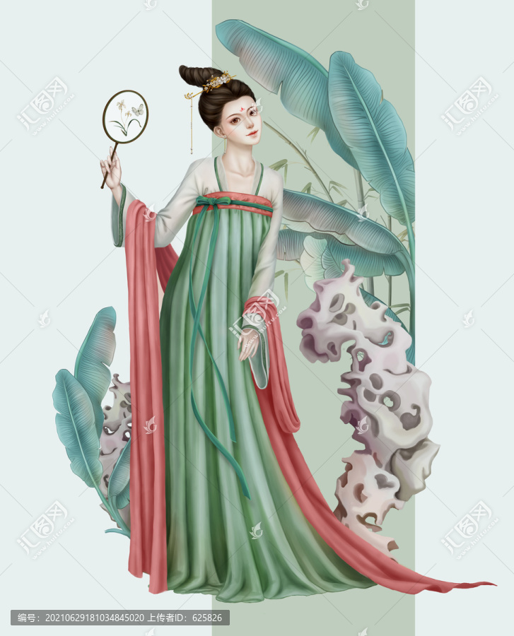 古風(fēng)唐裝持扇少女