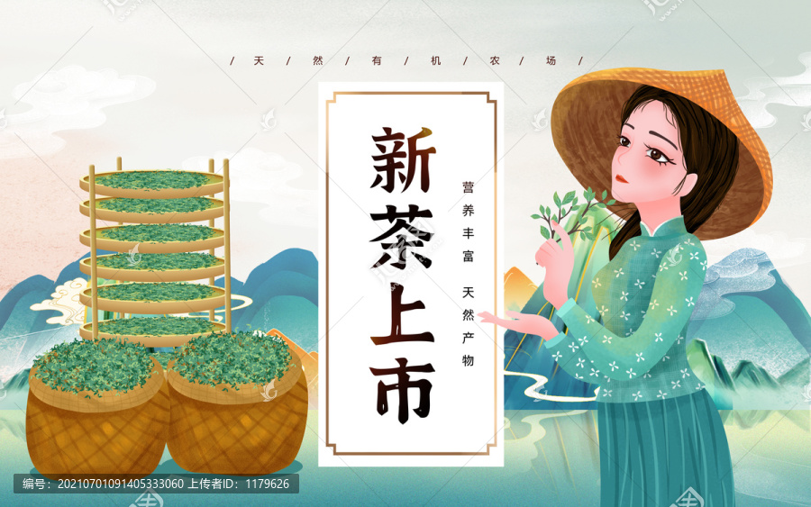 新茶上市采茶女孩插畫