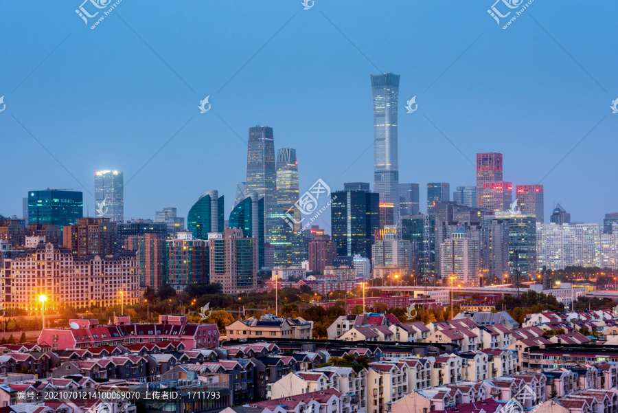 中国首都北京CBD夜景风光