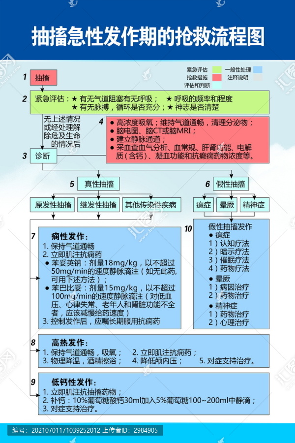 抽搐急性发作期的抢救流程图