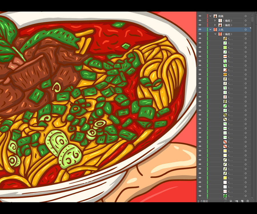 插畫美食海報麻辣牛肉面