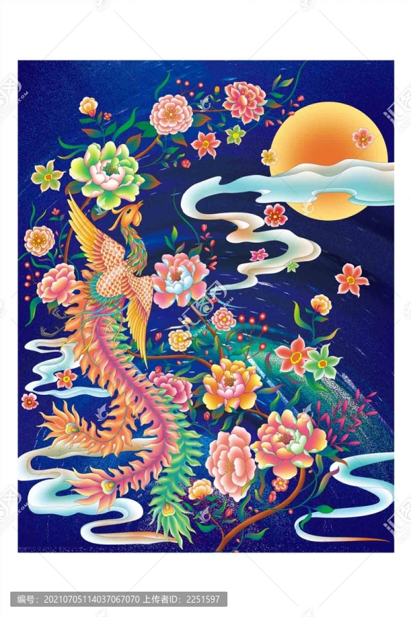 鳳凰分層設(shè)計(jì)噴繪插畫(huà)高清圖