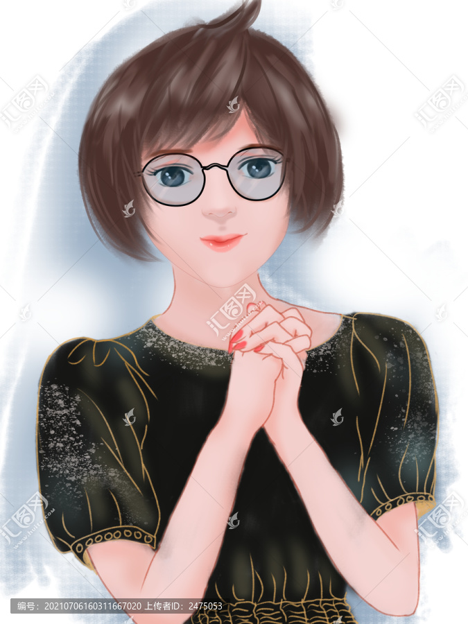 手繪清純卡通少女