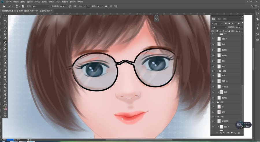 手繪清純卡通少女