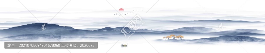 意境巨幅水墨山水背景