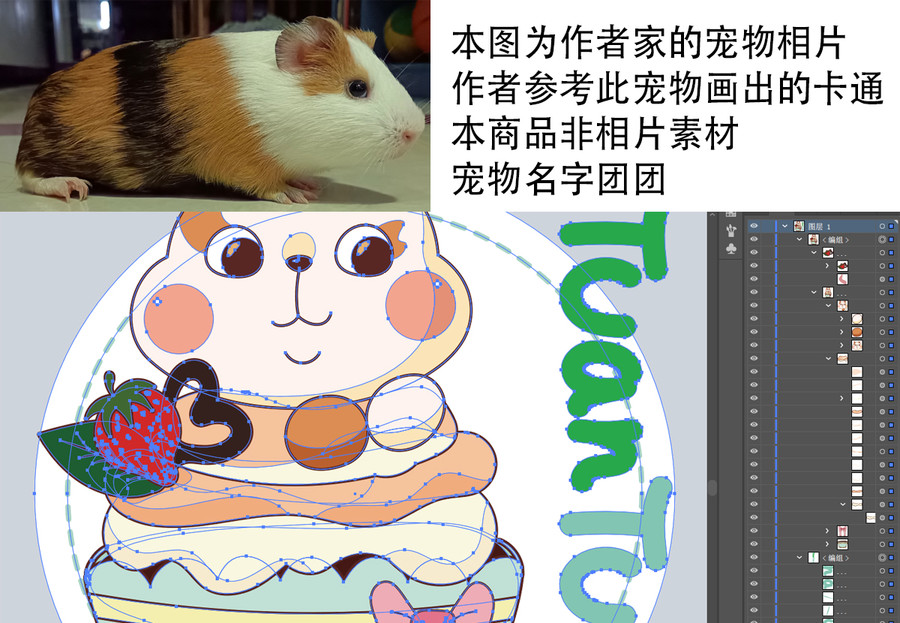 蛋糕卡通荷蘭豬豚鼠印花圖案可愛