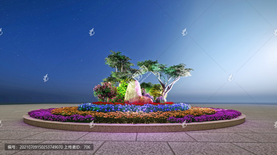 花坛绿化夜景景观设计效果图方案