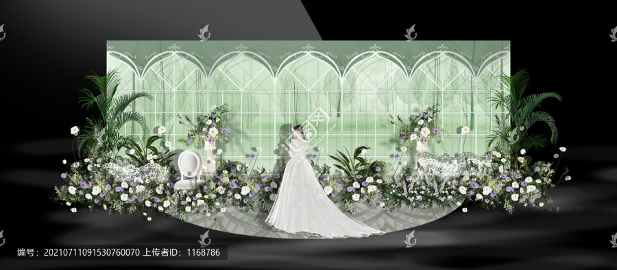 綠色手繪婚禮迎賓區(qū)