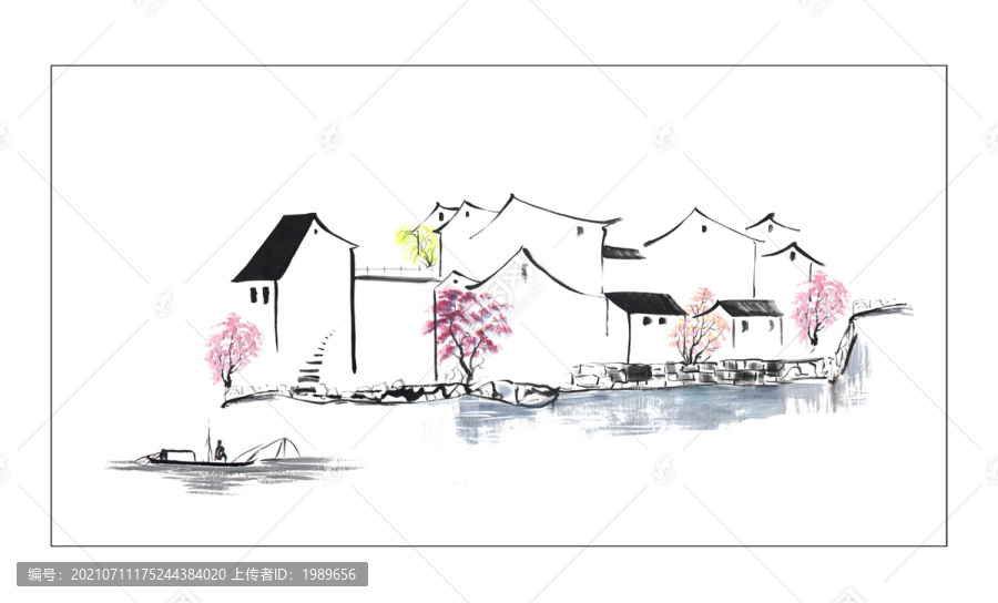桃花盛開的江南