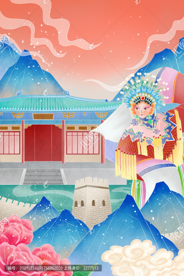 天津古建筑中國風(fēng)插畫