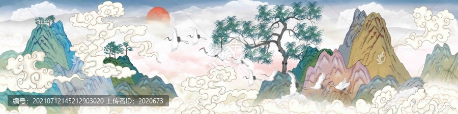 國潮水墨山水畫