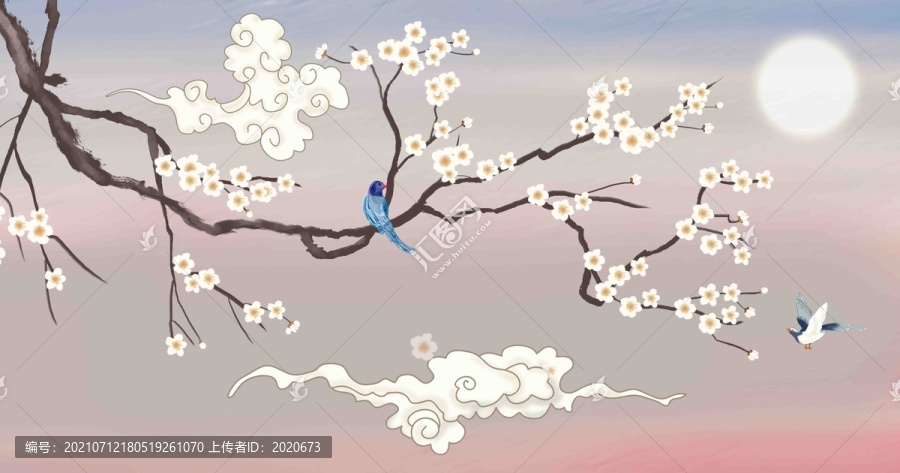 梅花水墨掛畫