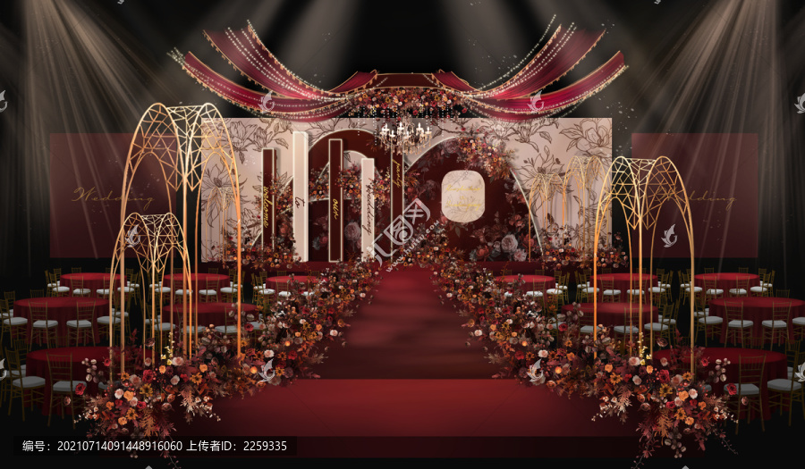紅金歐式婚禮效果圖