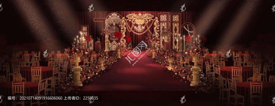 紅金歐式婚禮效果圖