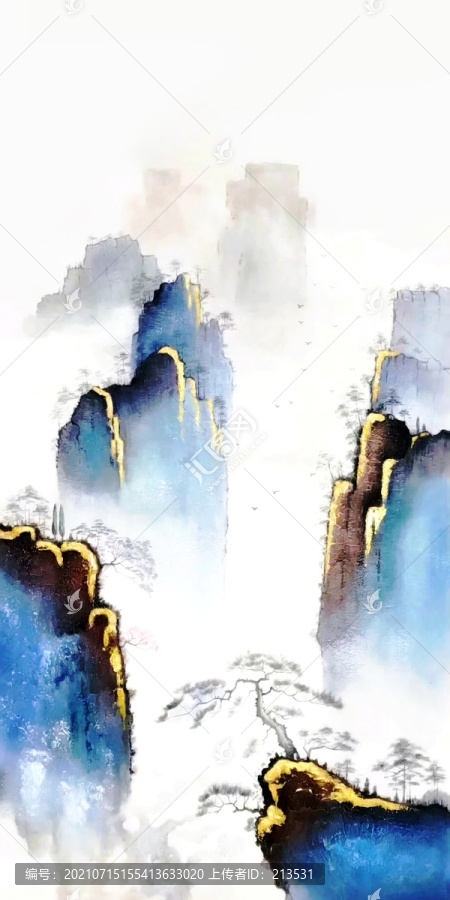 中式寫意風景山水畫